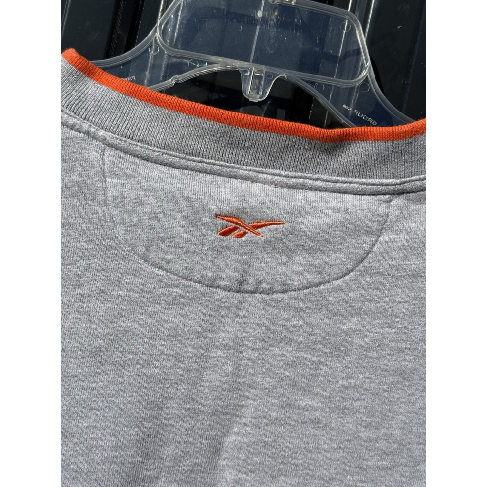 Vintage Women's Large Reebok sweater Gray & Orange V-Neck 100% Cotton - Picture 4 of 6